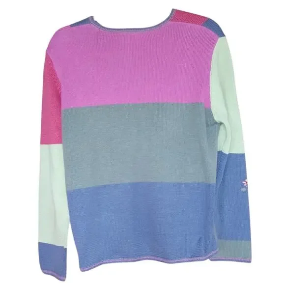 Vintage Koret Patchwork Cardigan Floral Embroidered Size Medium Cotton Blend - Picture 2 of 7